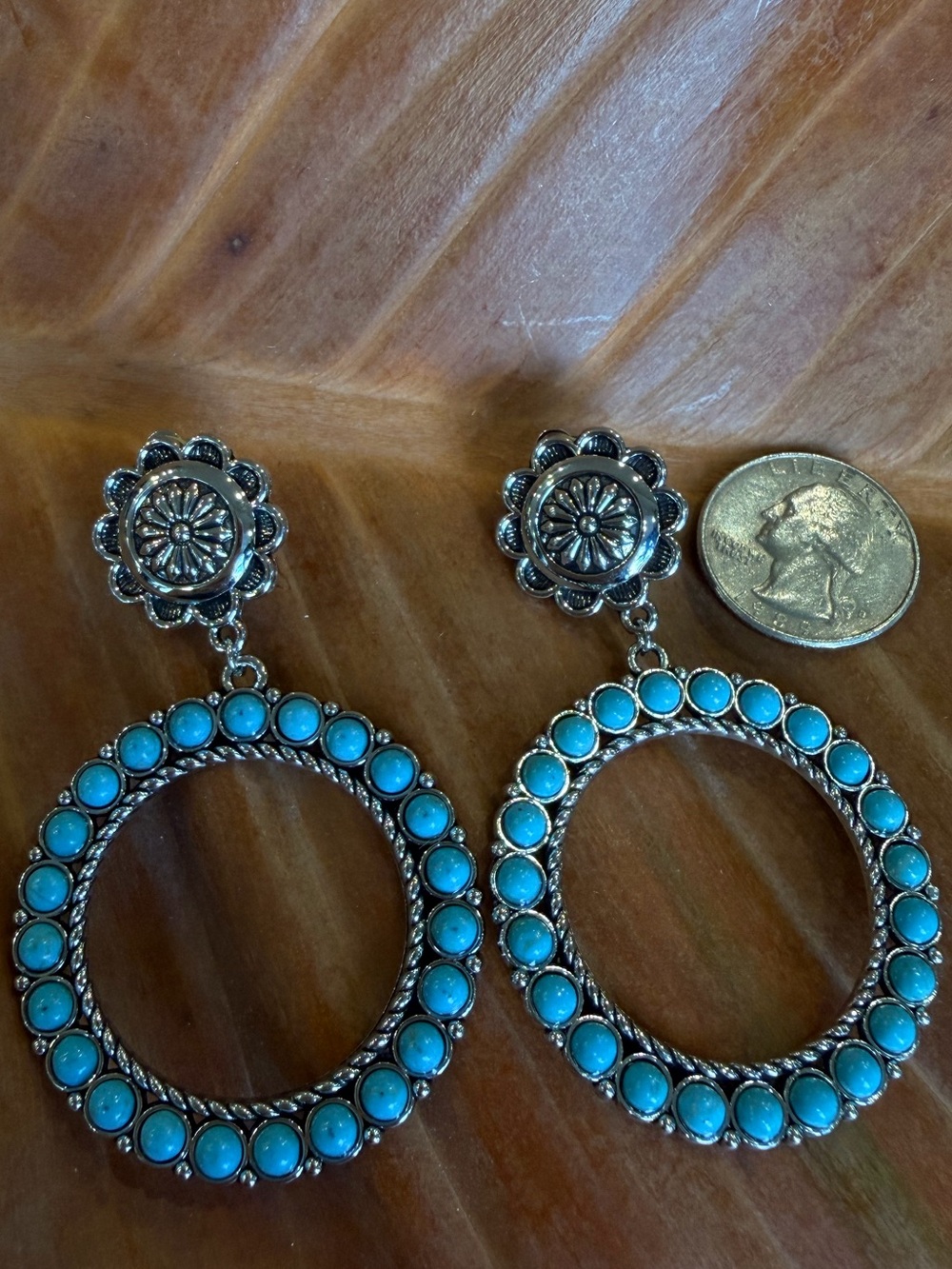 Turquoise Hoop Drop Earrings